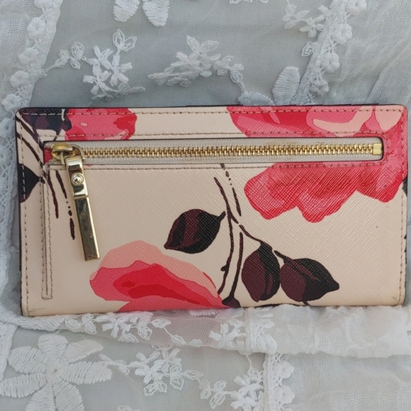 Kate Spade Cameron Street Roses Stacy Pink Saffiano Leather Bifold Wallet - Picture 5 of 17